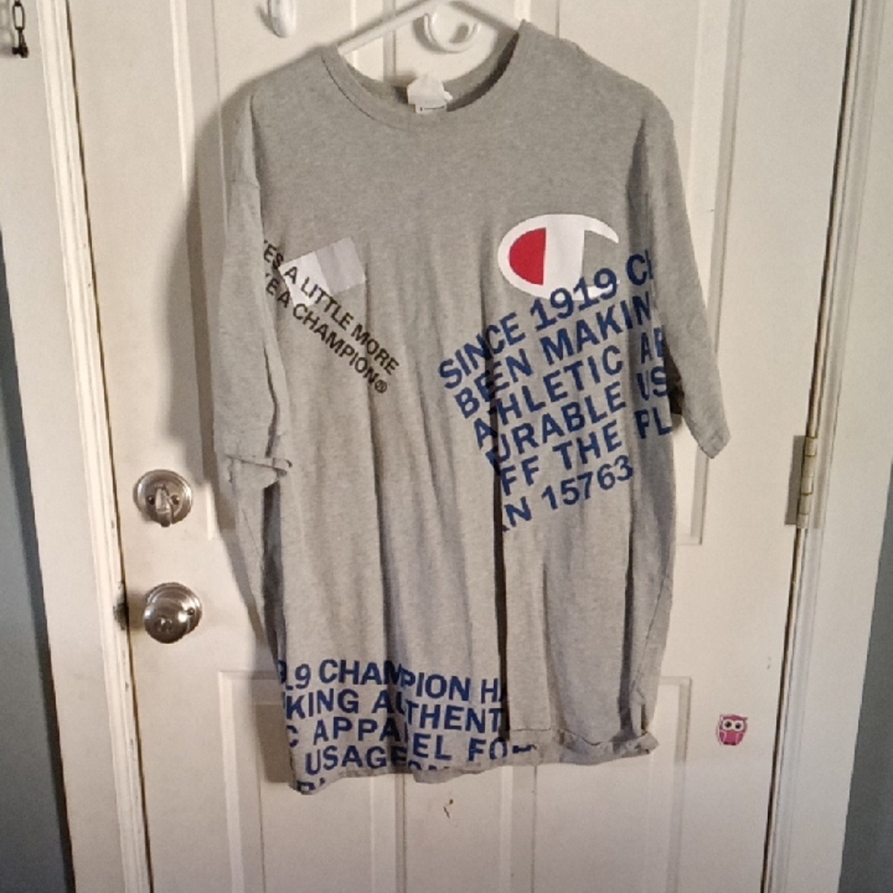 Champion Gray and Blue Graphic Men's T-Shirt